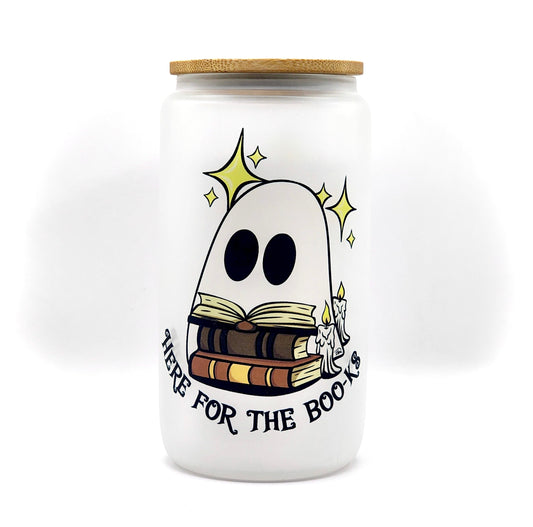 Here For The Boo-ks Glass Tumbler